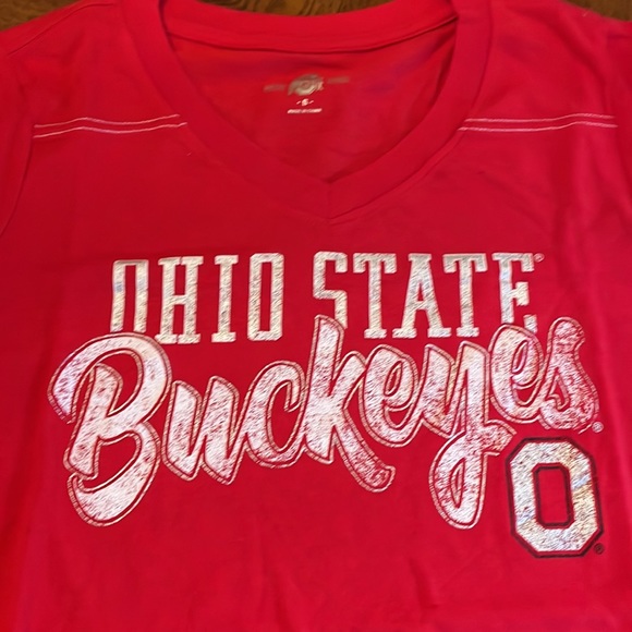 Ohio State Buckeyes Girls Varsity Red and White Short Sleeve Tee - Picture 2 of 7